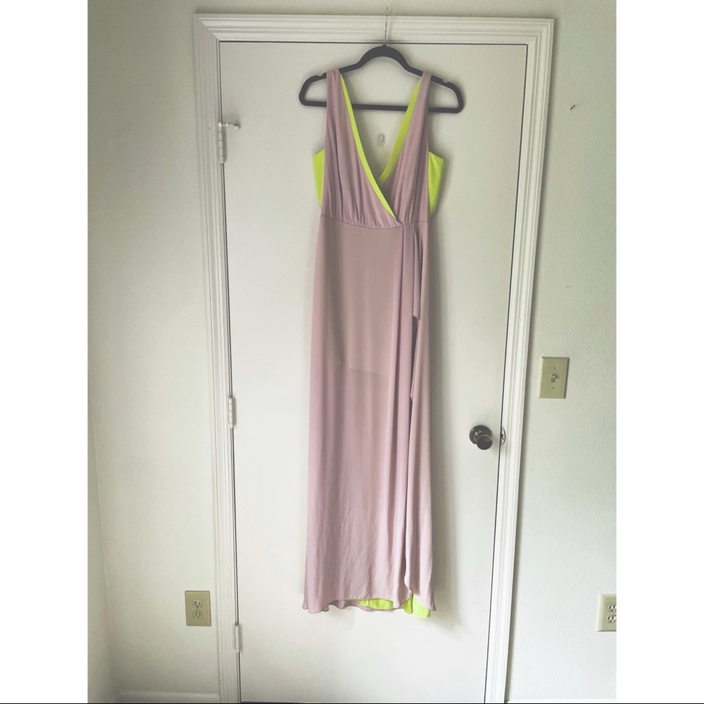 BCBG Maxazria Sage gown (blush pink w/ neon inlay)